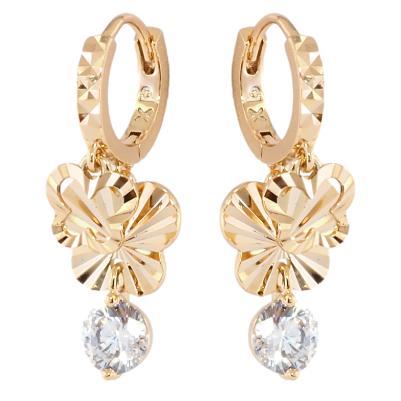 Серьги Xuping Позолота 18K подвески на колечках Бабочки с кристаллами фото №1