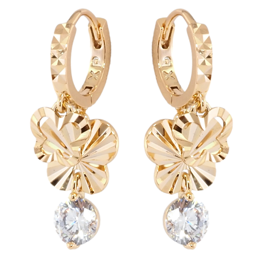 Серьги Xuping Позолота 18K подвески на колечках Бабочки с кристаллами фото №1