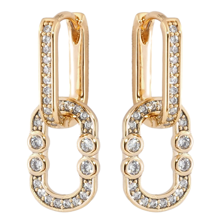 Серьги Xuping Позолота 18K подвески на колечках Овальные подвески с цирконием 2 в 1 фото №18