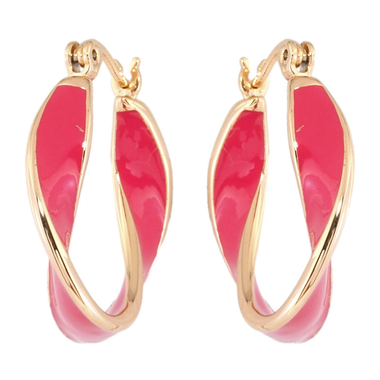 Серьги Xuping Позолота 18K замок-булавка Фигурные кольца с розовой эмалью фото №1