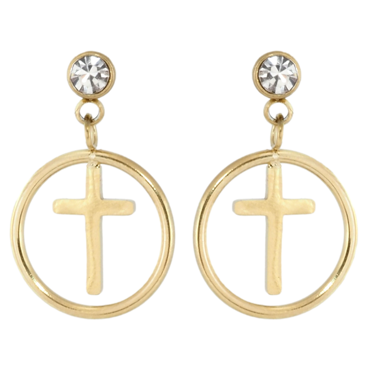 Сережки Xuping TTM Stainless Steel колір 14K пусети Декоративні підвіски з хрестиками фото №10