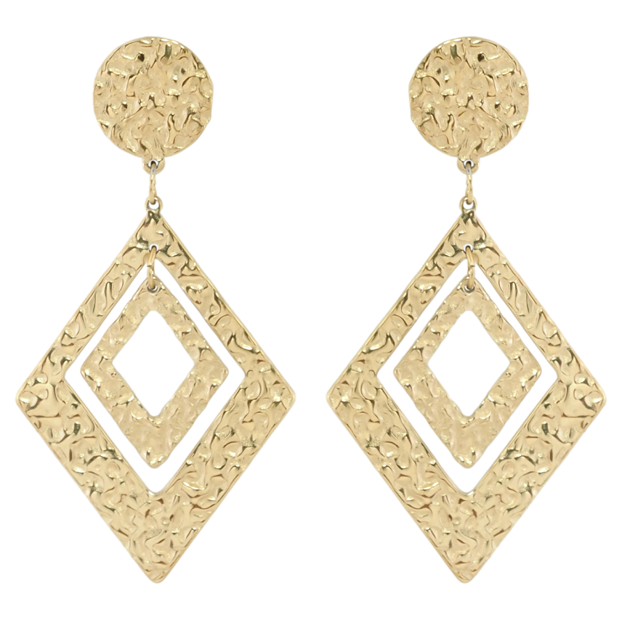 Сережки Xuping TTM Stainless Steel колір 14K пусети Ромбові підвіски фото №1