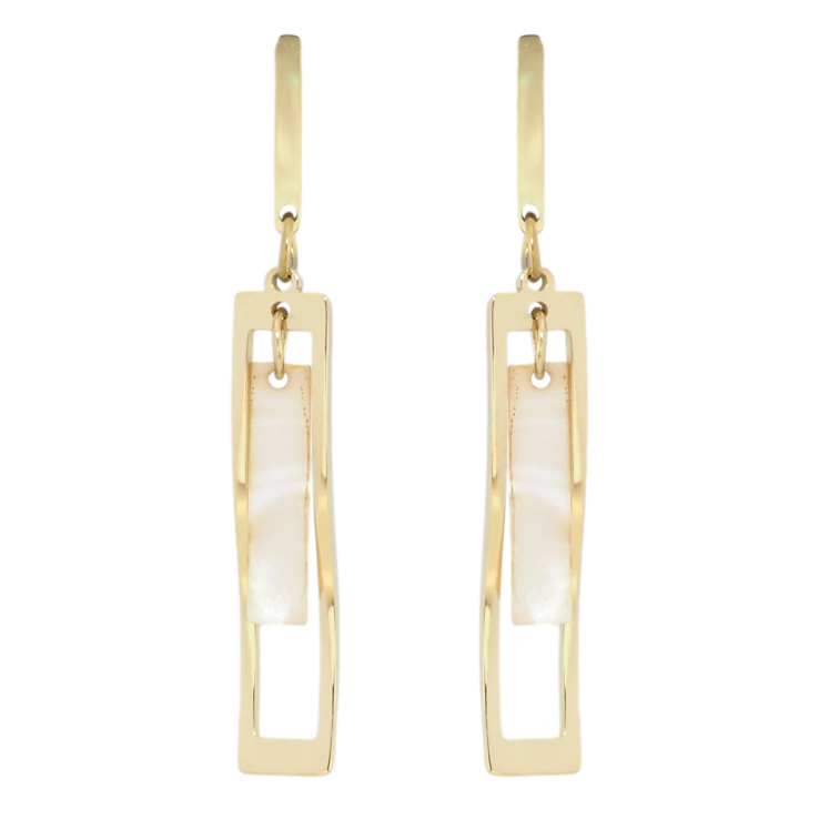 Сережки Xuping TTM Stainless Steel колір 14K пусети Декоративні підвіски з перламутровими пластинами фото №11