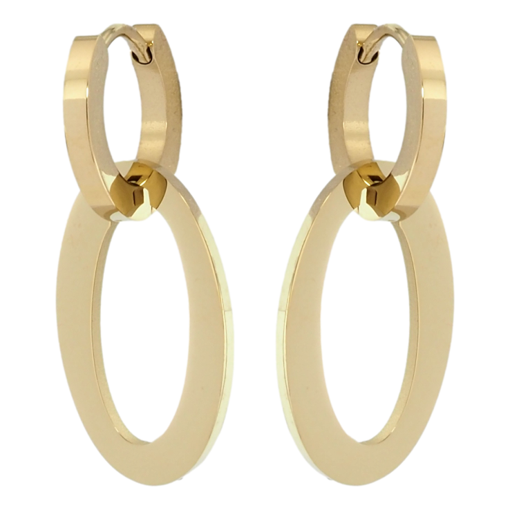 Серьги Xuping TTM Stainless Steel цвет 14K подвески на колечках Овальные подвески 2 в 1 фото №9