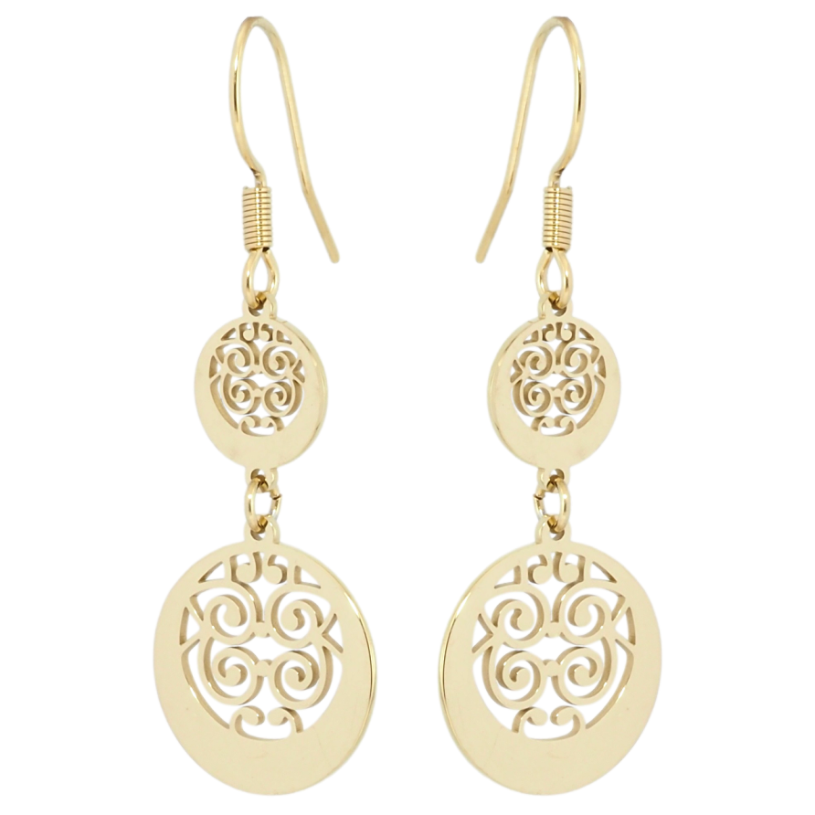 Серьги Xuping TTM Stainless Steel цвет 14K французский замок Ажурные подвески фото №1