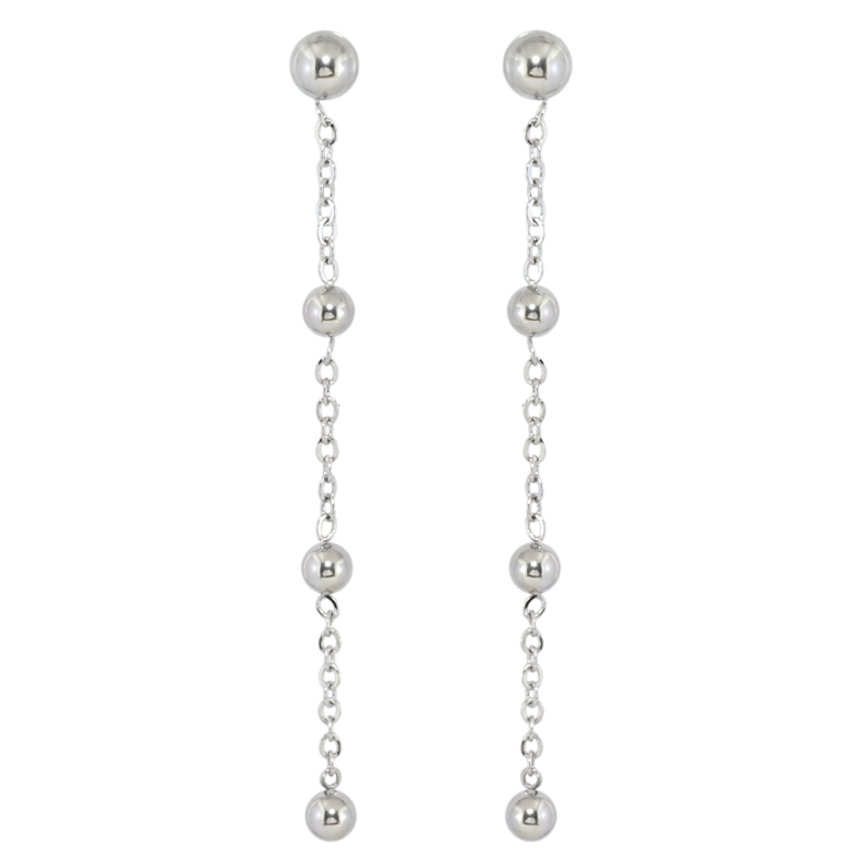 Серьги Xuping TTM Stainless Steel цвет Родий пусеты Подвески с шариками фото №1