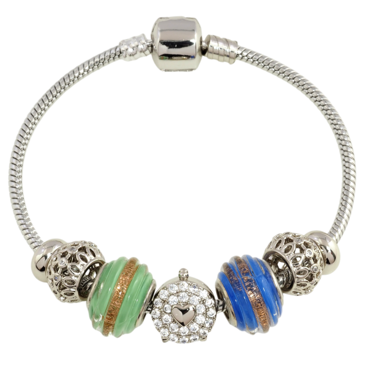 Браслет Xuping Родий Стиль Pandora Ювелирный шнур с бусинами-шармами размер 18см х 3мм фото №8