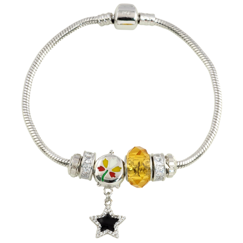 Браслет Xuping Родій Стиль Pandora Ювелірний шнур з намистинами-шармами розмір 18см х 3мм фото №1 Браслет Xuping Родій Стиль Pandora Ювелірний шнур з намистинами-шармами розмір 18см х 3мм фото №1