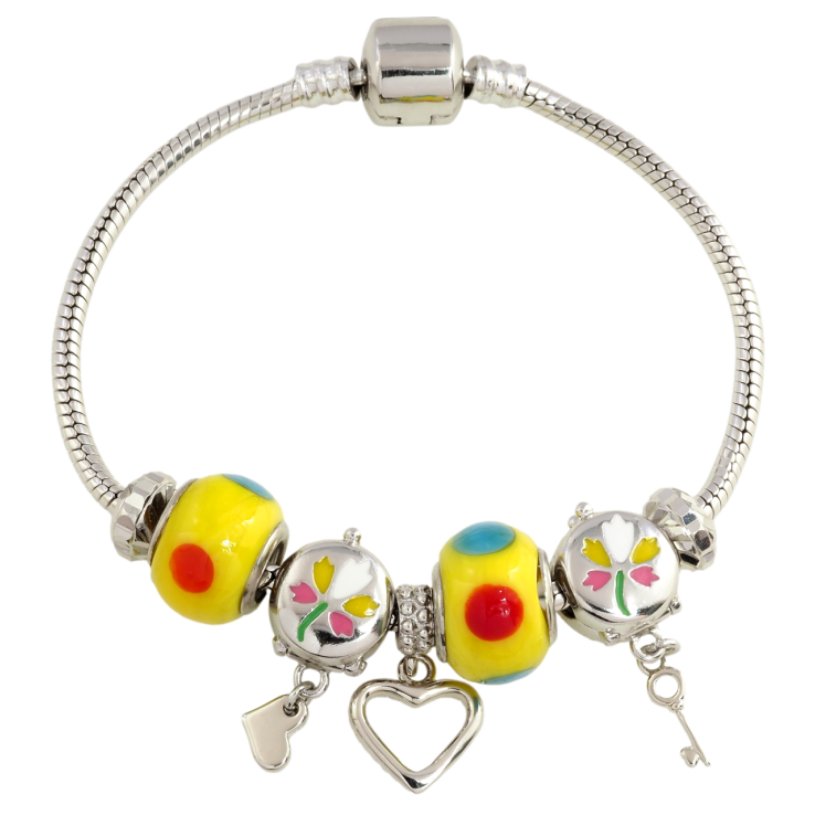 Браслет Xuping Родий Стиль Pandora Ювелирный шнур с бусинами-шармами размер 18см х 3мм фото №12