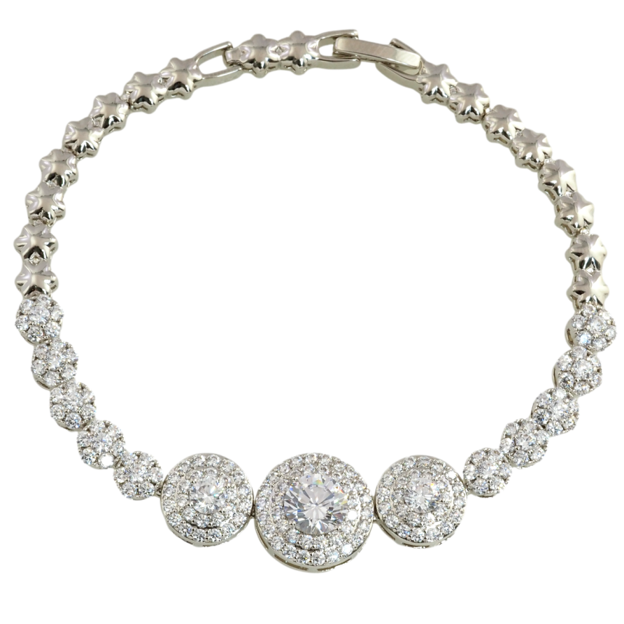 Браслет Xuping Родий Инкрустация цирконием размер 19.5см х 5мм фото №1