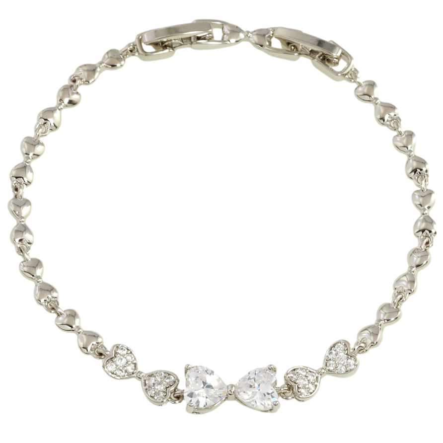 Браслет Xuping Родий Банты с цирконием размер с доп.замком 16,18см х 3мм фото №1 Браслет Xuping Родий Банты с цирконием размер с доп.замком 16,18см х 3мм фото №1