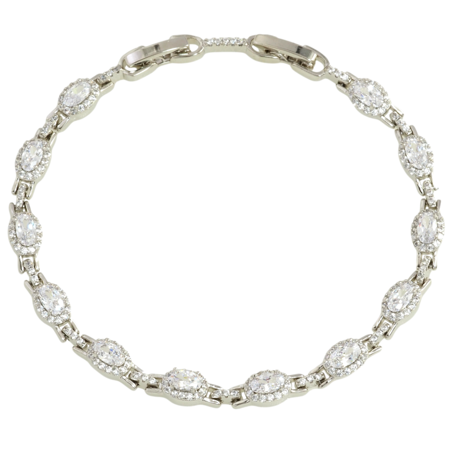 Браслет Xuping Родий Фианиты в обрамлении циркония размер с доп.замком 17,19см х 5мм фото №1