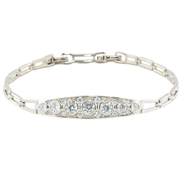 Браслет Xuping Родий Декоративная вставка с цирконием размер с доп.замком 17.5,19.5см х 4мм фото №6 Браслет Xuping Родий Декоративная вставка с цирконием размер с доп.замком 17.5,19.5см х 4мм фото №6