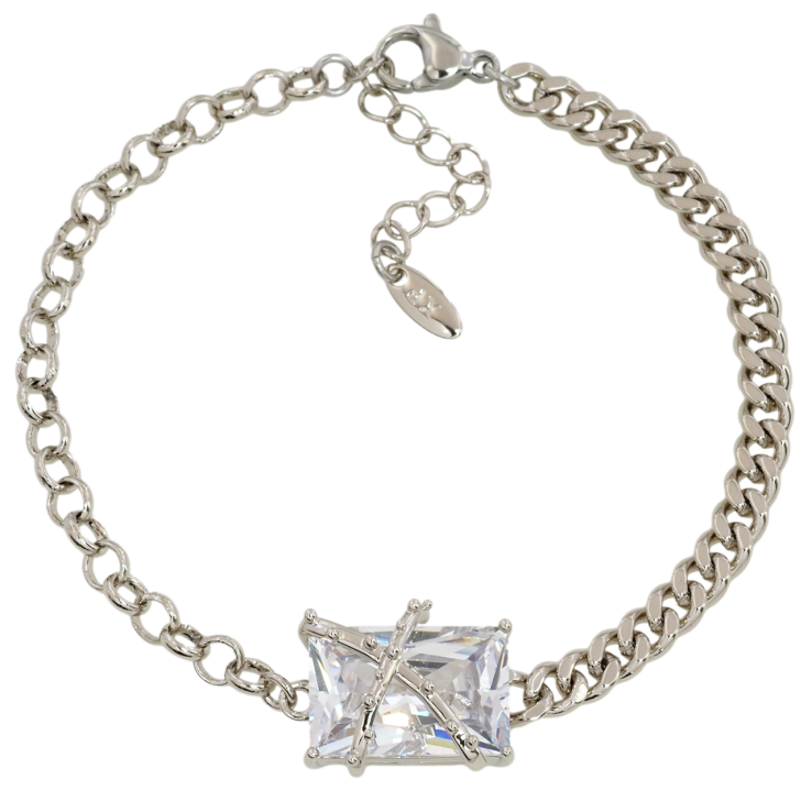 Браслет Xuping Родий Комбинированная цепочка с фианитом размер с доп.цепочкой 17-20см х 3-4мм фото №24