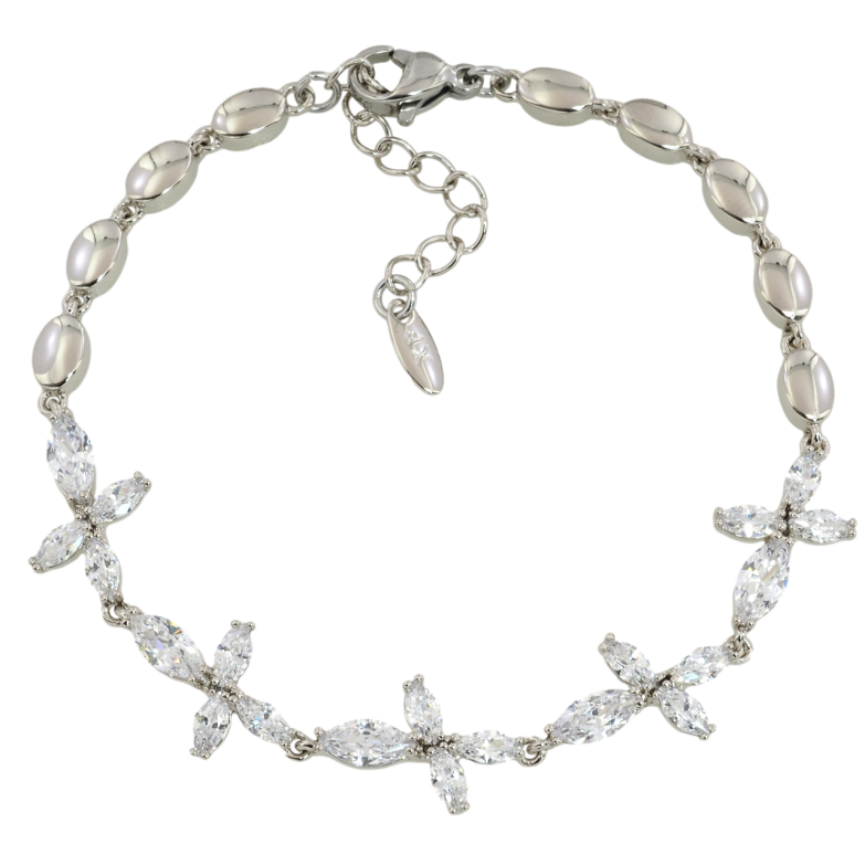 Браслет Xuping Родий Кристальные цветочки размер с доп.цепочкой 17-20см х 4мм фото №1