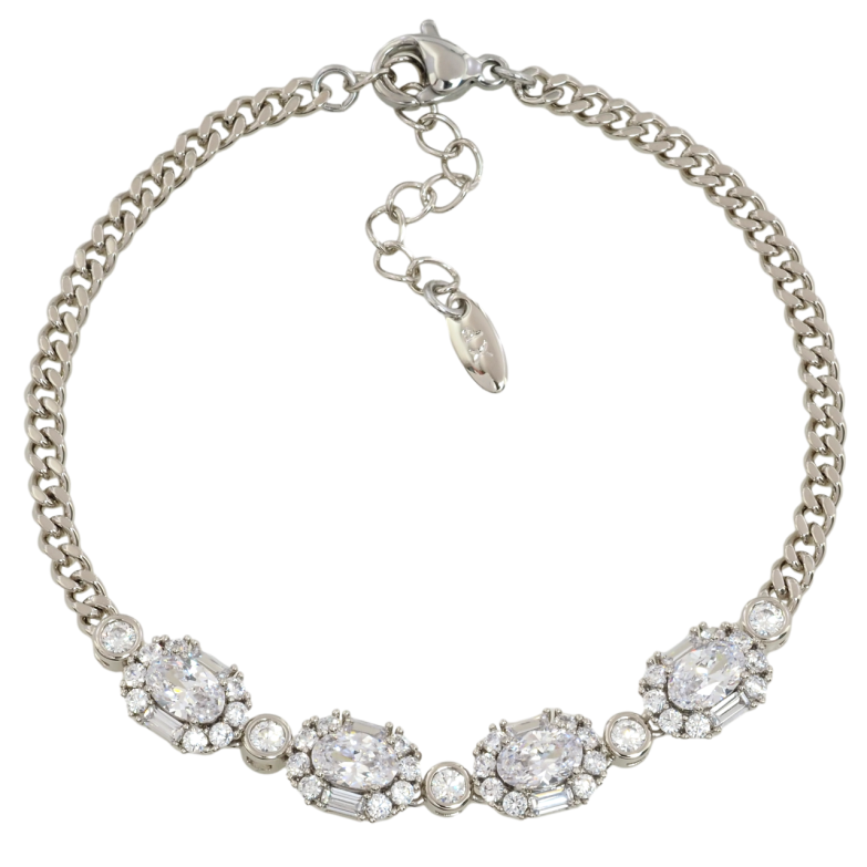 Браслет Xuping Родій Ланцюжок з кришталевою вставкою довжина з дод. ланцюжком 17-20см х 3мм фото №2