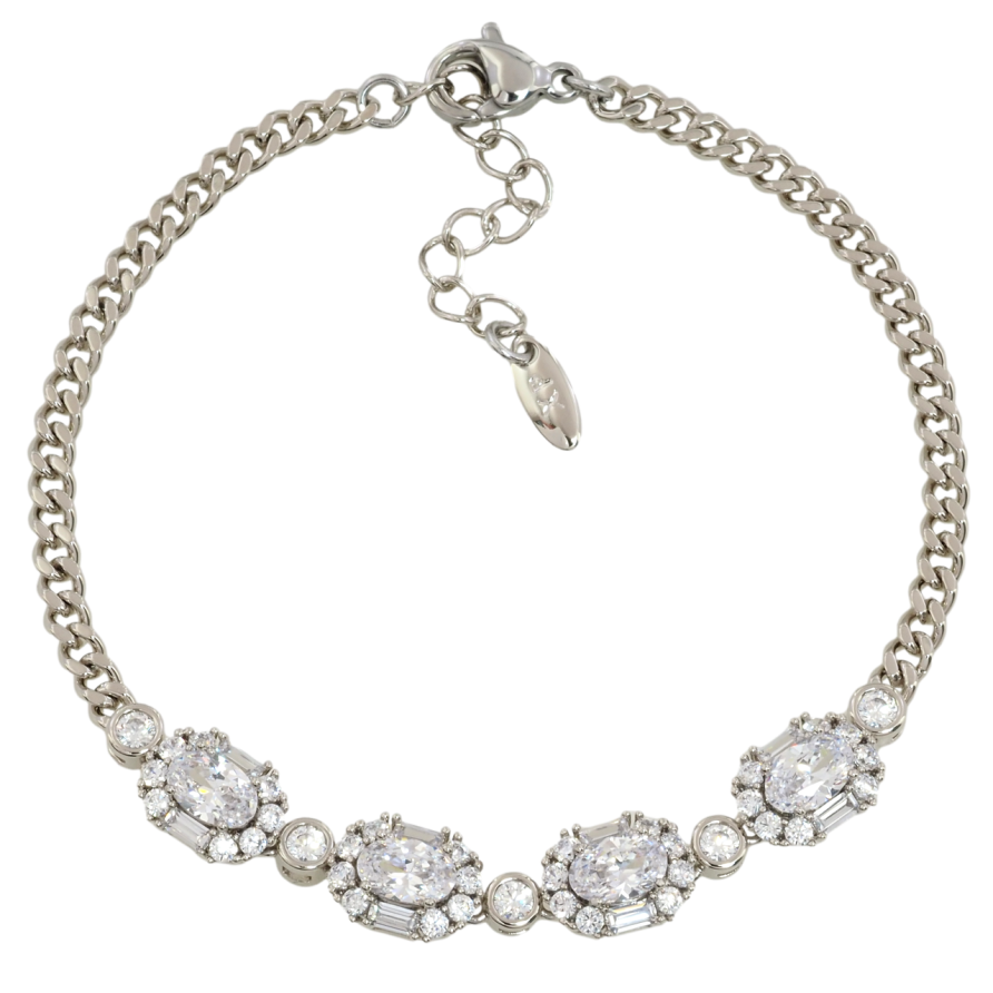 Браслет Xuping Родий Цепочка с кристальной вставкой размер с доп.цепочкой 17-20см х 3мм фото №1