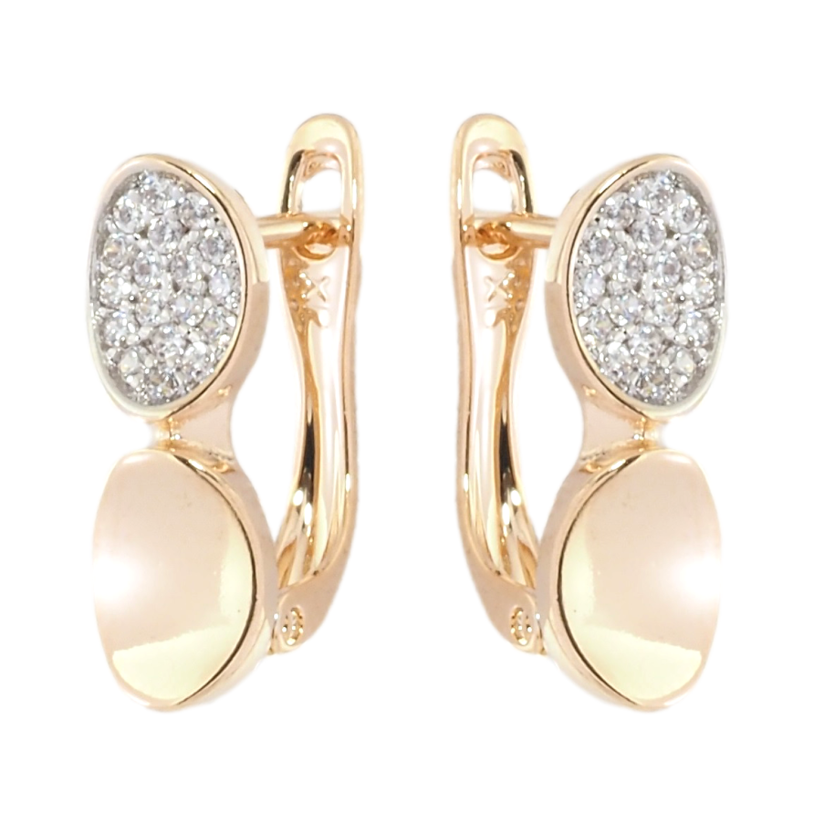 Сережки Xuping Позолота 18K + Родій англійський замок Овали з цирконієм фото №1