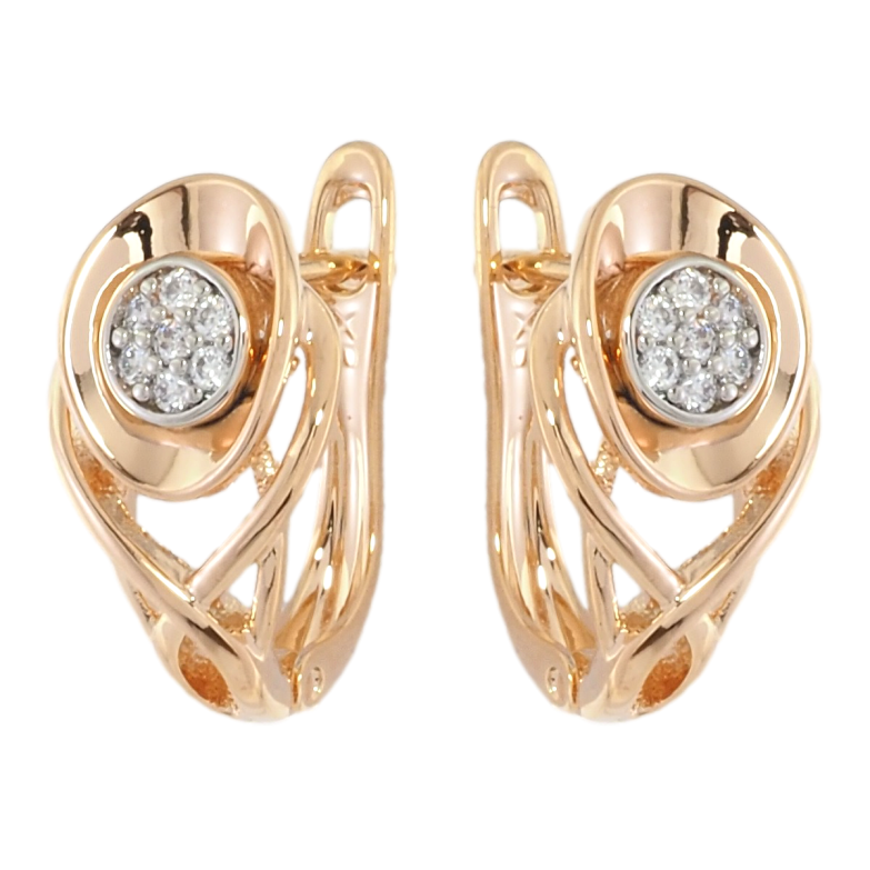 Сережки Xuping Позолота 18K + Родій англійський замок Декоративний візерунок із цирконієм фото №1