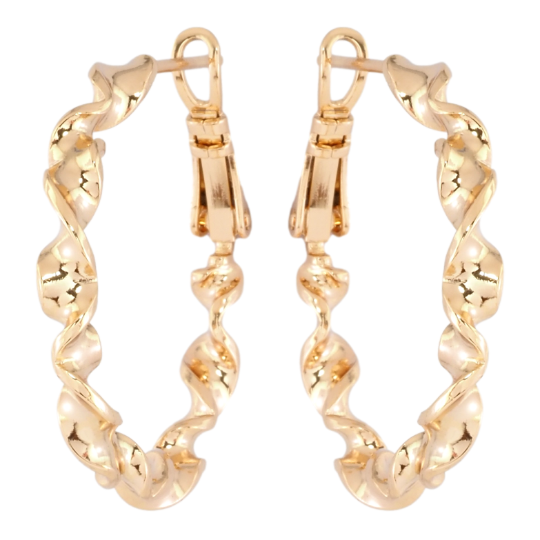 Сережки Xuping Позолота 18K кільця (конго) Декоративний візерунок ø 3см фото №1