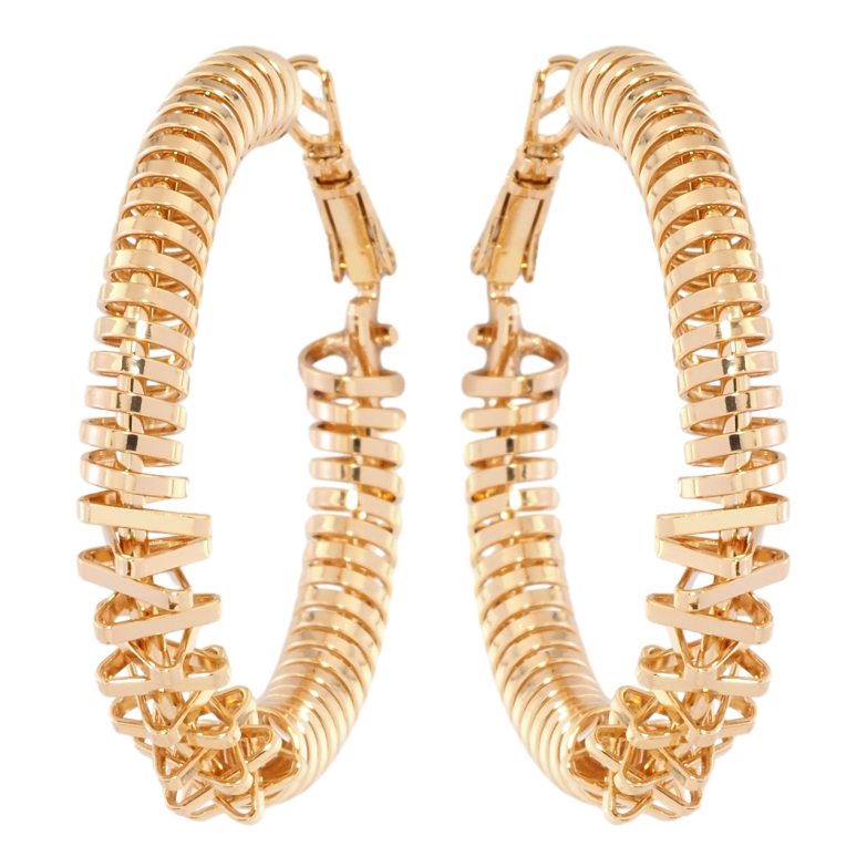 Серьги Xuping Позолота 18K кольца (конго) Декоративный узор ø 4см фото №1 Серьги Xuping Позолота 18K кольца (конго) Декоративный узор ø 4см фото №1