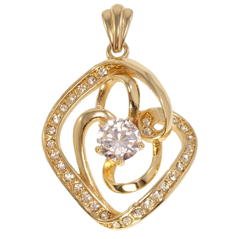 Кулон Fallon Позолота 18K Ромб с декоративным узором и цирконием фото №1 Кулон Fallon Позолота 18K Ромб с декоративным узором и цирконием фото №1