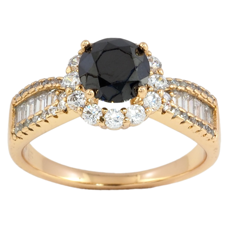 Кольцо Xuping Позолота 18K Инкрустация цирконием с черным фианитом фото №1 Кольцо Xuping Позолота 18K Инкрустация цирконием с черным фианитом фото №1