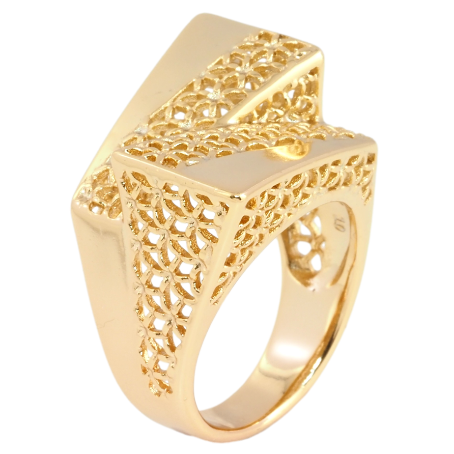 Кольцо Xuping Позолота 18K Крупный купол с ажурным узором фото №1 Кольцо Xuping Позолота 18K Крупный купол с ажурным узором фото №1