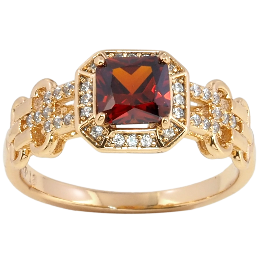 Каблучка Xuping Позолота 18K Червоний фіаніт з інкрустацією цирконієм фото №1 Каблучка Xuping Позолота 18K Червоний фіаніт з інкрустацією цирконієм фото №1