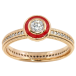 Кольцо Xuping Позолота 18K Круг с красной эмалью и фианитом на дорожке циркония фото №1