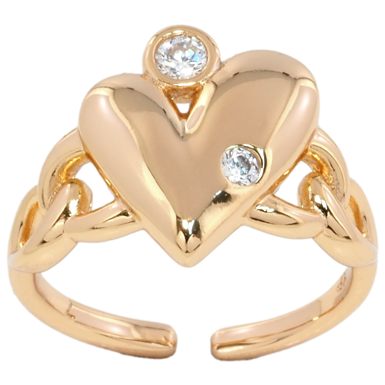 Каблучка Xuping Позолота 18K Сердечко зі вставками цирконію фото №8