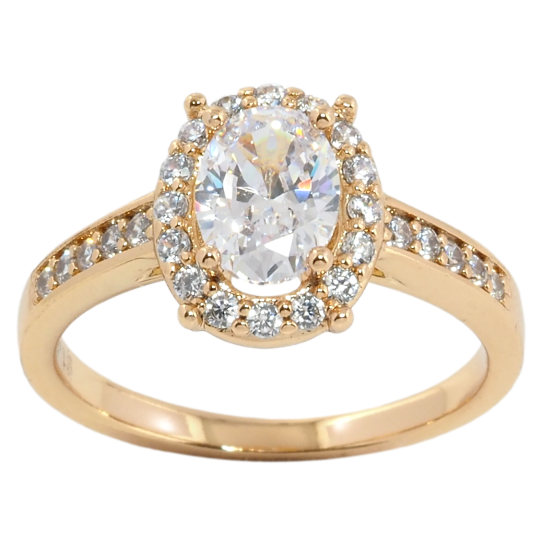 Каблучка Xuping Позолота 18K Фіаніт в обрамленні цирконію фото №1 Каблучка Xuping Позолота 18K Фіаніт в обрамленні цирконію фото №1