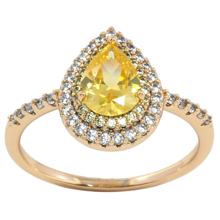 Каблучка Xuping Позолота 18K Крапелька з жовтим фіанітом в обрамленні цирконію фото №14 Каблучка Xuping Позолота 18K Крапелька з жовтим фіанітом в обрамленні цирконію фото №14