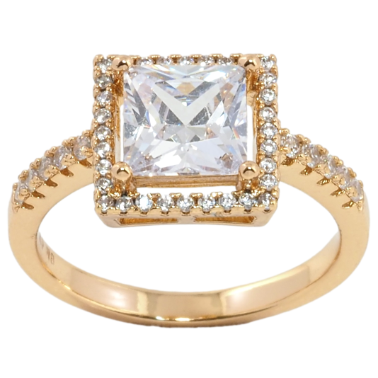 Каблучка Xuping Позолота 18K Квадратний фіаніт в обрамленні цирконію фото №1