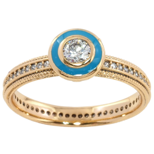 Кольцо Xuping Позолота 18K Голубое колечко с фианитом на дорожке циркония фото №1 Кольцо Xuping Позолота 18K Голубое колечко с фианитом на дорожке циркония фото №1