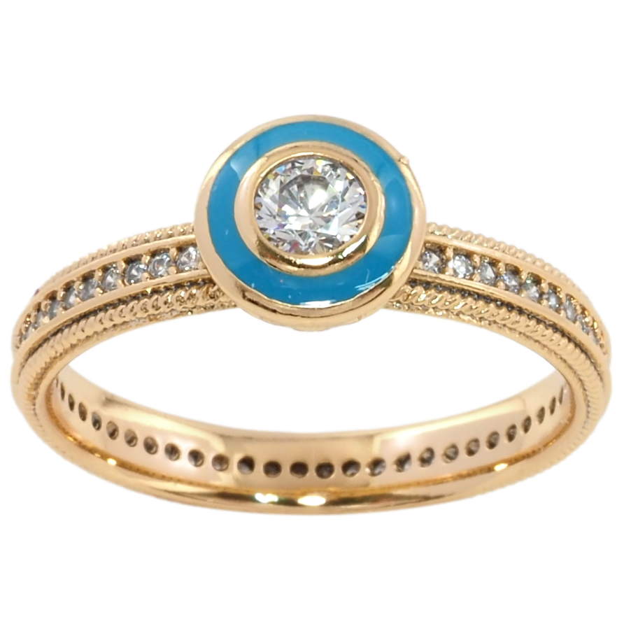 Каблучка Xuping Позолота 18K Блакитна каблучка з фіанітом на доріжці цирконію фото №1 Каблучка Xuping Позолота 18K Блакитна каблучка з фіанітом на доріжці цирконію фото №1