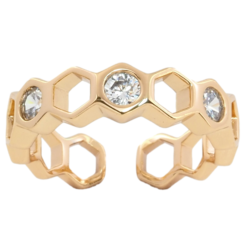 Каблучка Xuping Позолота 18K Візерунок стільники з кристалами фото №1 Каблучка Xuping Позолота 18K Візерунок стільники з кристалами фото №1