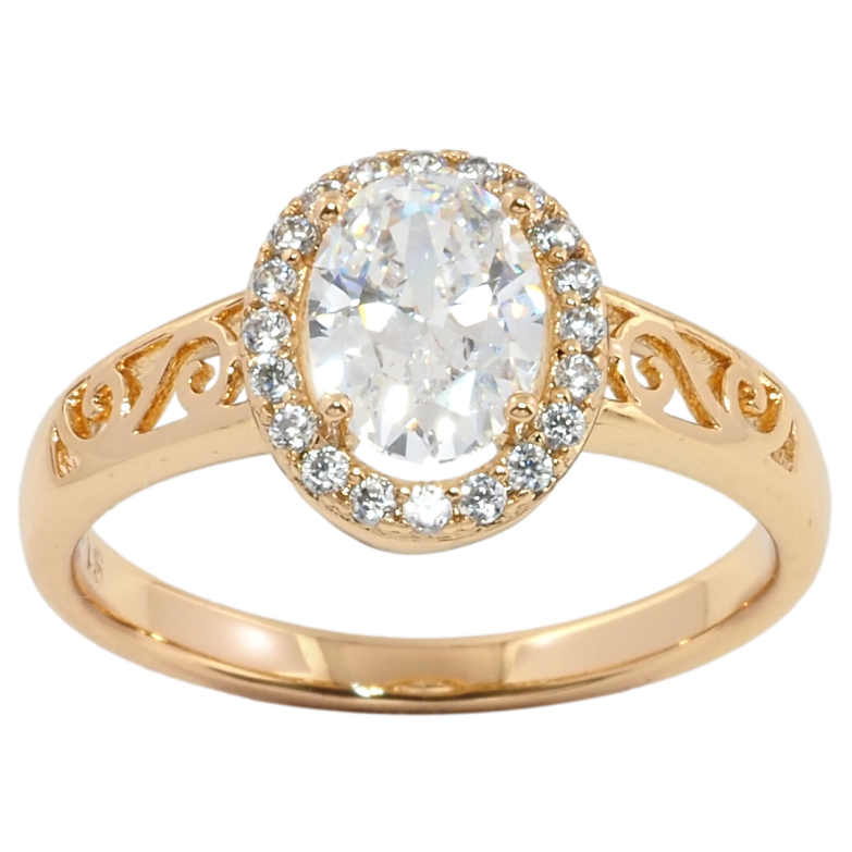 Каблучка Xuping Позолота 18K Фіаніт в обрамленні цирконію фото №1 Каблучка Xuping Позолота 18K Фіаніт в обрамленні цирконію фото №1