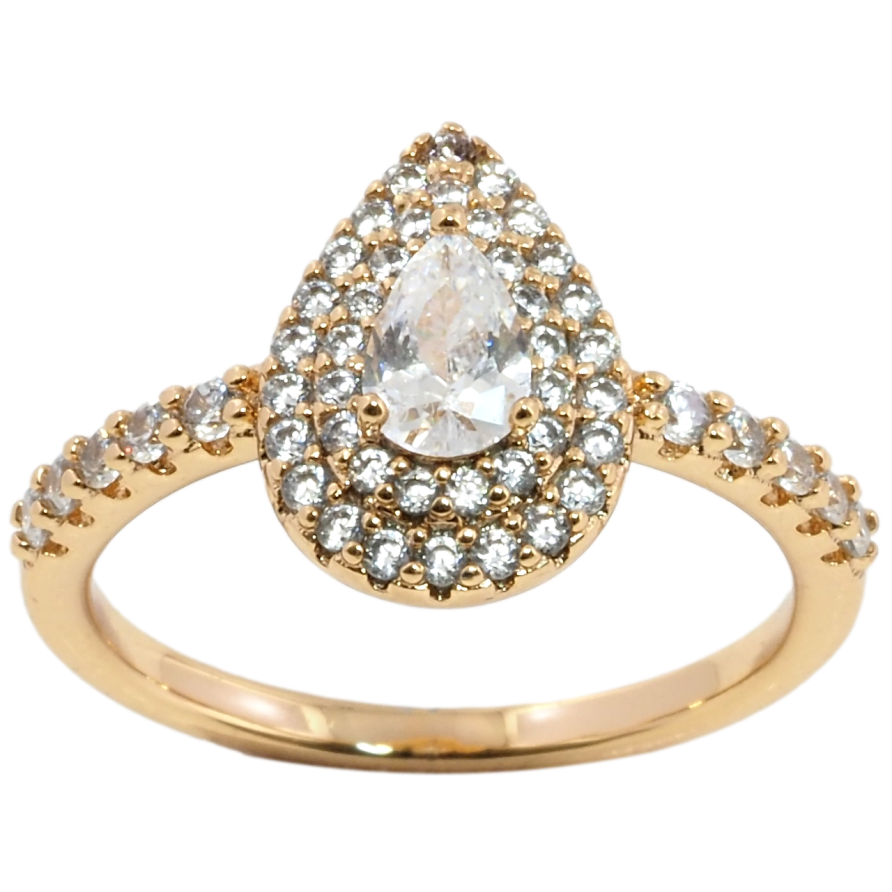 Каблучка Xuping Позолота 18K Крапелька інкрустація цирконієм фото №1 Каблучка Xuping Позолота 18K Крапелька інкрустація цирконієм фото №1