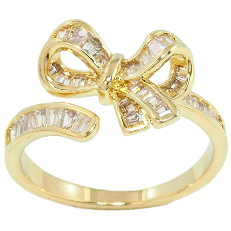 Каблучка Xuping Позолота 14K Бант з цирконієм фото №1 Каблучка Xuping Позолота 14K Бант з цирконієм фото №1