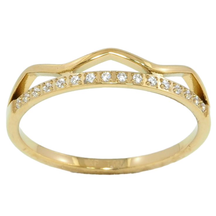 Кольцо Xuping TTM Stainless Steel Цвет 14К Дорожка циркония с волной фото №2