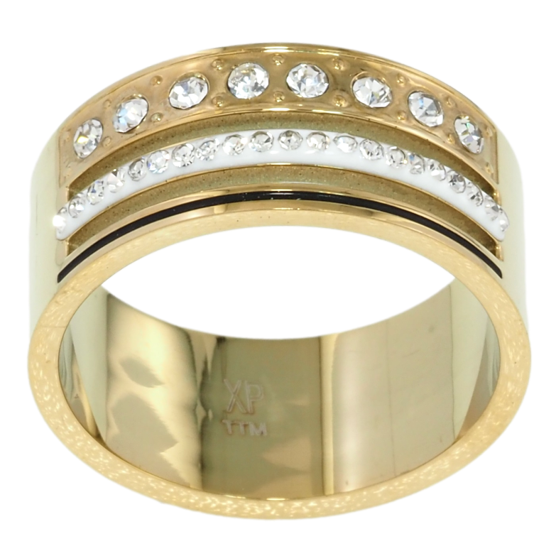 Каблучка Xuping TTM Stainless Steel Колір 14К Візерунок із доріжок цирконію, шир. 9мм фото №1