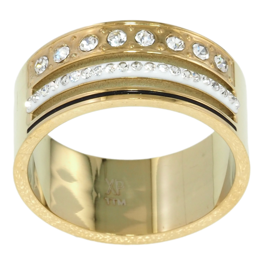 Каблучка Xuping TTM Stainless Steel Колір 14К Візерунок із доріжок цирконію, шир. 9мм фото №1