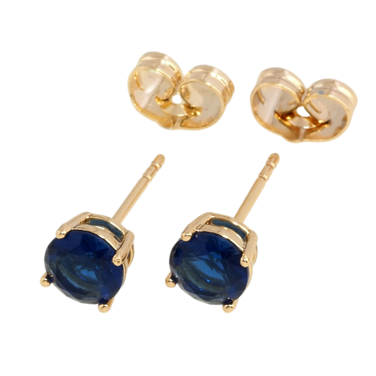 Сережки Xuping Позолота 18K пусети Сині фіаніти в 4-х крапановій оправі ø 6мм фото №19