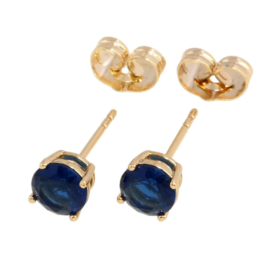 Сережки Xuping Позолота 18K пусети Сині фіаніти в 4-х крапановій оправі ø 6мм фото №1 Сережки Xuping Позолота 18K пусети Сині фіаніти в 4-х крапановій оправі ø 6мм фото №1