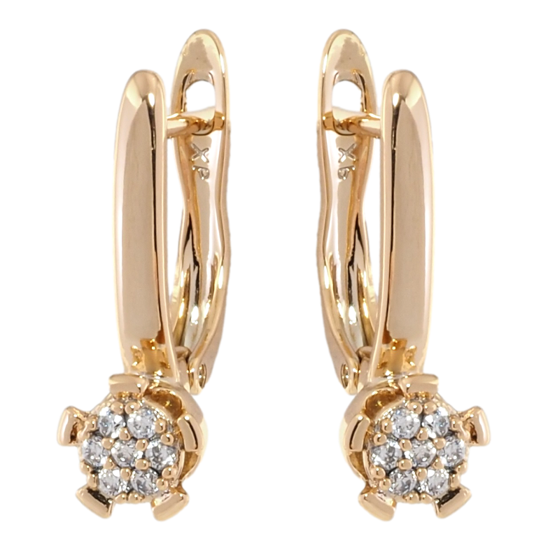 Сережки Xuping Позолота 18K англійський замок Візерунок із цирконієм фото №1 Сережки Xuping Позолота 18K англійський замок Візерунок із цирконієм фото №1