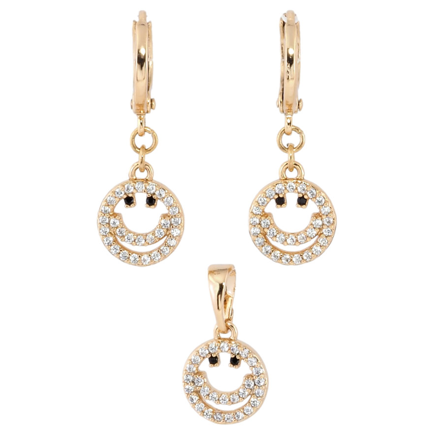 Набор Xuping Позолота 18K Серьги Кулон Смайлы с цирконием фото №1 Набор Xuping Позолота 18K Серьги Кулон Смайлы с цирконием фото №1