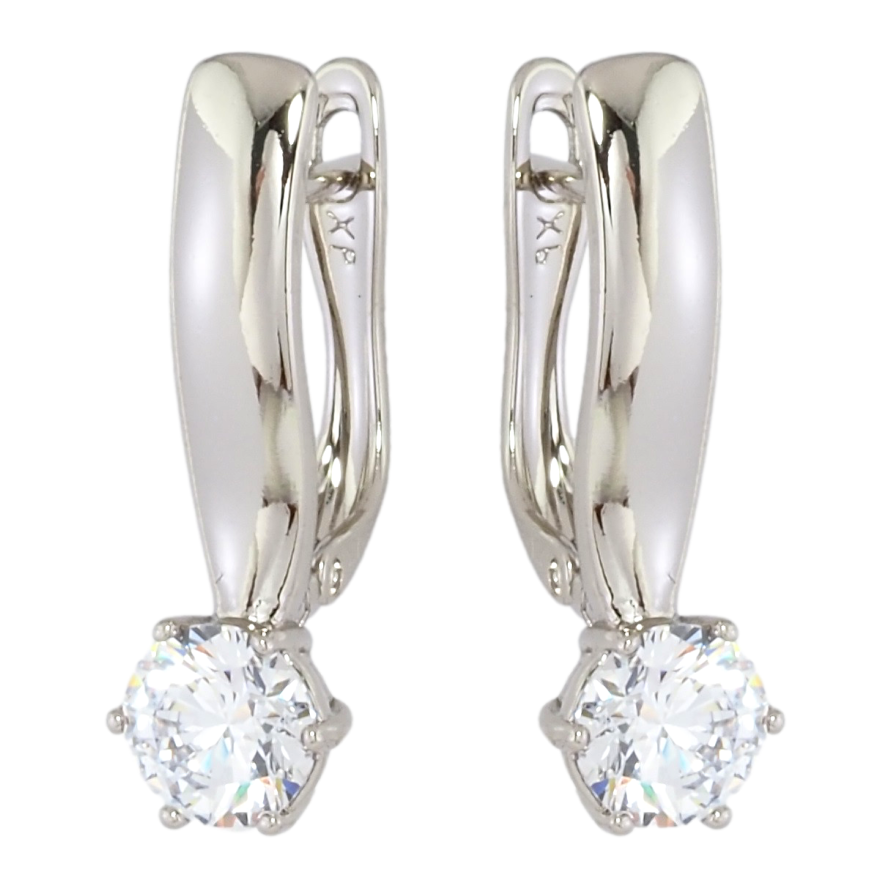 Сережки Xuping Родій англійський замок Дуги з фіанітами фото №1