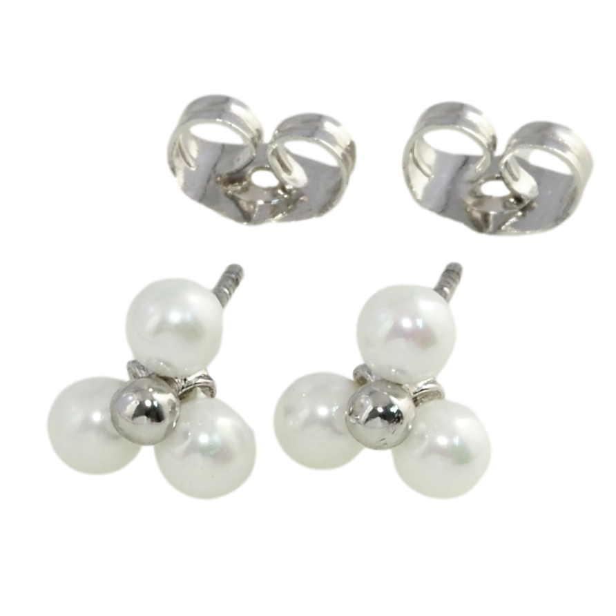 Серьги Xuping Родий пусеты Жемчужные цветочки фото №1 Серьги Xuping Родий пусеты Жемчужные цветочки фото №1