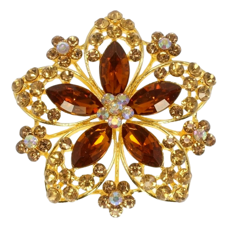 Брошь Цветок с коричневыми стразами фото №16 Брошь Цветок с коричневыми стразами фото №16